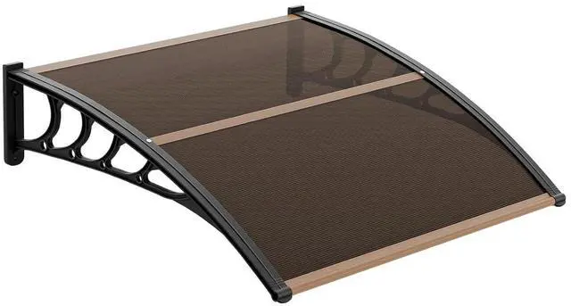 Main image of Window Awning Door Canopy, 40" x 40" Window Awning Overhead Modern Polycarbonate Cover Outdoor Front Porch Patio Canopy UV Rain Snow Sunlight Protection Hollow Sheet/Brown