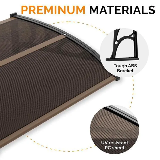 Alt view image 6 of 7 - Window Awning Door Canopy Exterior, 30" x 40" Awnings for Doors Polycarbonate Cover Patio Door Awning Rain Snow Sunlight Protection Hollow Sheet (Brown Board & Black Bracket)