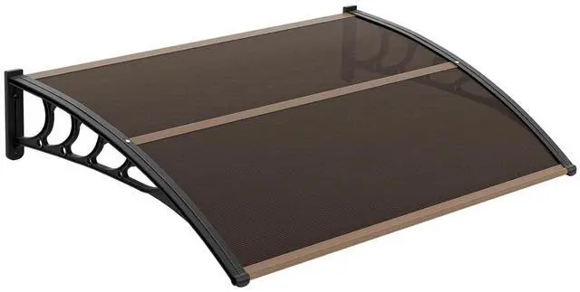 Main image of Window Awning Door Canopy Exterior, 40" x 60" Awnings for Doors Polycarbonate Cover Patio Door Awning Rain Snow Sunlight Protection Hollow Sheet (Brown Board & Black Bracket)