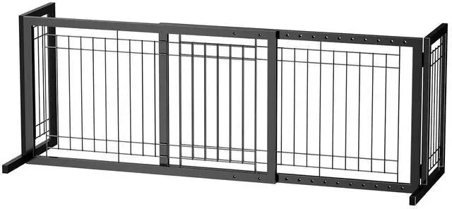 Main image of Bonnlo Free Standing Dog Gate, 39" - 68" Wide Pet Gate for Fireplace Stairs Doorways, Metal Adjustable Pet Fence Indoor, Christmas Tree Gate (Metal-Black)