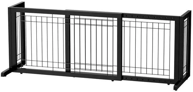 Main image of Bonnlo Free Standing Dog Gate, 37" - 68" Wide Pet Gate for Fireplace Stairs Doorways, Wooden Adjustable Pet Fence Indoor, Christmas Tree Gate (Black)