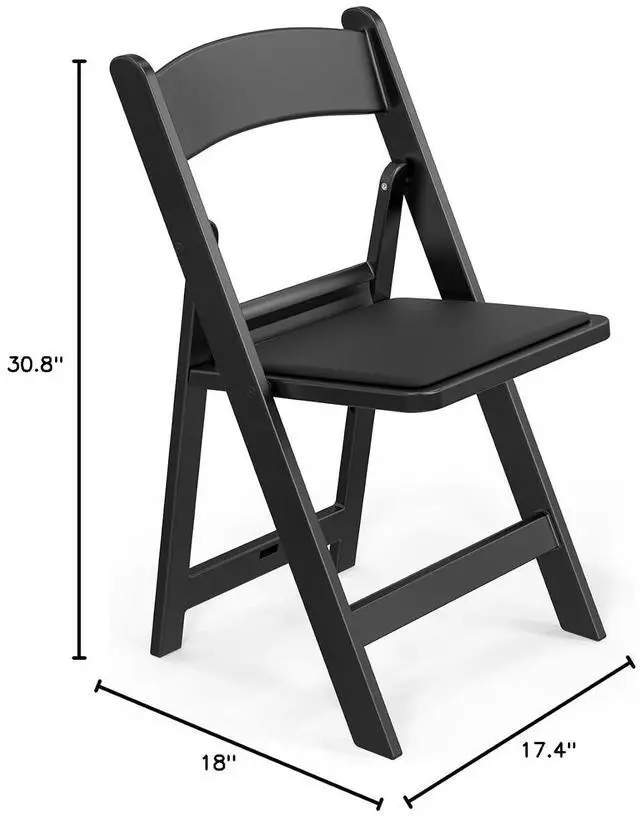 Alt view image 3 of 7 - Black Resin Folding Chair with Padded Cushion, Set of 1, Plastic Foldable Seat for Indoor & Outdoor Use, Comfortable Design for Events, Parties & Home (1, Black, M)