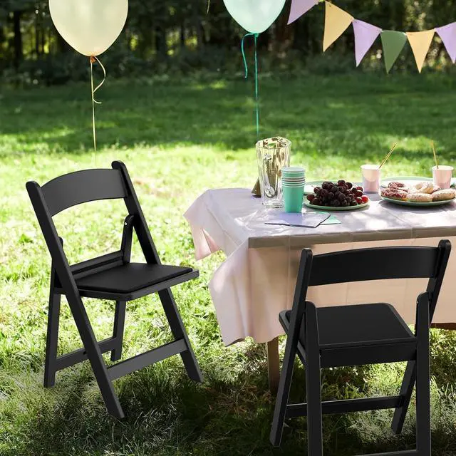 Alt view image 6 of 7 - Black Resin Folding Chair with Padded Cushion, Set of 1, Plastic Foldable Seat for Indoor & Outdoor Use, Comfortable Design for Events, Parties & Home (1, Black, M)