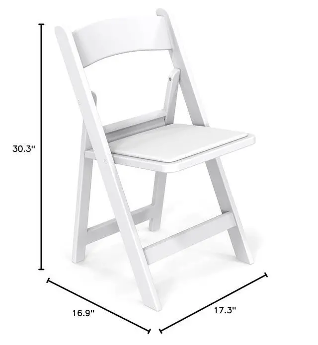 Alt view image 3 of 7 - White Resin Folding Chair with Padded Cushion, Set of 1, Plastic Foldable Seat for Indoor & Outdoor Use, Comfortable Design for Events, Parties & Home (1, White, M)