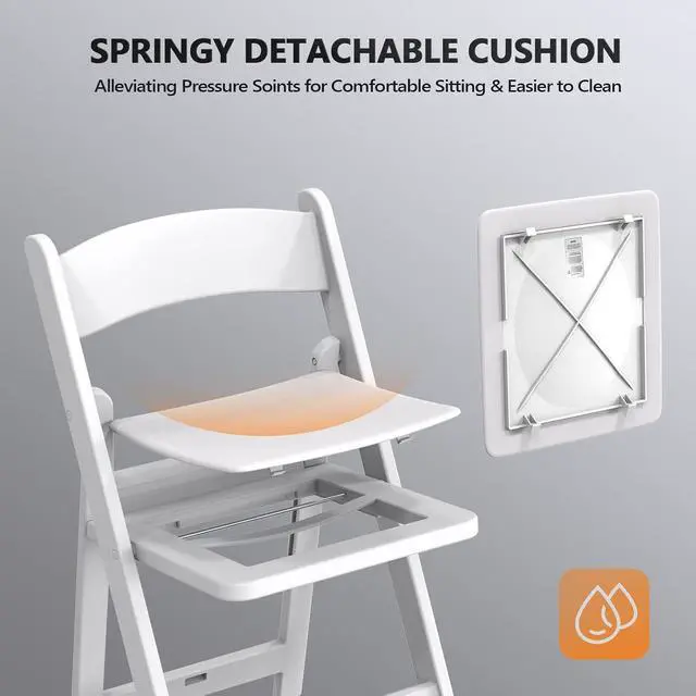 Alt view image 6 of 7 - White Resin Folding Chair with Padded Cushion, Set of 1, Plastic Foldable Seat for Indoor & Outdoor Use, Comfortable Design for Events, Parties & Home (1, White, M)