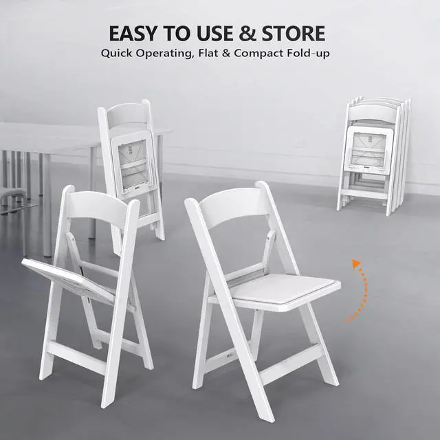 Alt view image 7 of 7 - White Resin Folding Chair with Padded Cushion, Set of 1, Plastic Foldable Seat for Indoor & Outdoor Use, Comfortable Design for Events, Parties & Home (1, White, M)