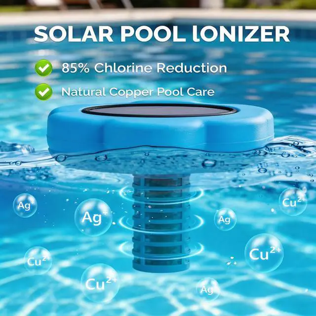 Alt view image 2 of 7 - Copper Solar Pool lonizer, Utilizes Solar Energy and Copper Technology to Maintain Pool Water Clarity with Less Reliance on Chlorine for Pools up to 45,000 Gal (Blue, 45,000 GAL)