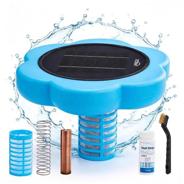 Alt view image 6 of 7 - Copper Solar Pool lonizer, Utilizes Solar Energy and Copper Technology to Maintain Pool Water Clarity with Less Reliance on Chlorine for Pools up to 45,000 Gal (Blue, 45,000 GAL)