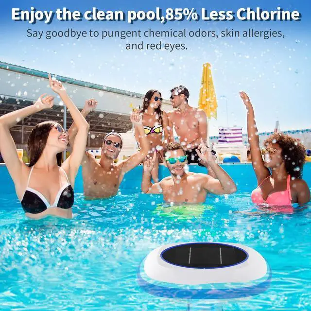 Alt view image 2 of 6 - Copper Solar Pool lonizer, Utilizes Solar Energy and Copper Technology to Maintain Pool Water Clarity with Less Reliance on Chlorine for Pools up to 35,000 Gal (White&Blue, 35,000 Gal)
