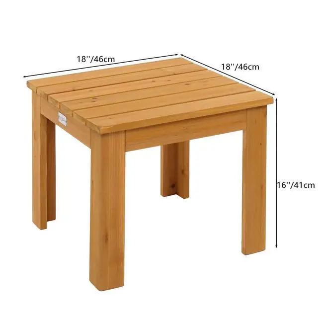 Alt view image 3 of 7 - Outdoor Wooden Side Table, Square Patio Side Table, Small Outdoor Table for Patio, Backyard, Garden, Poolside, Balcony, Adirondack Conversation End Table (Teak)