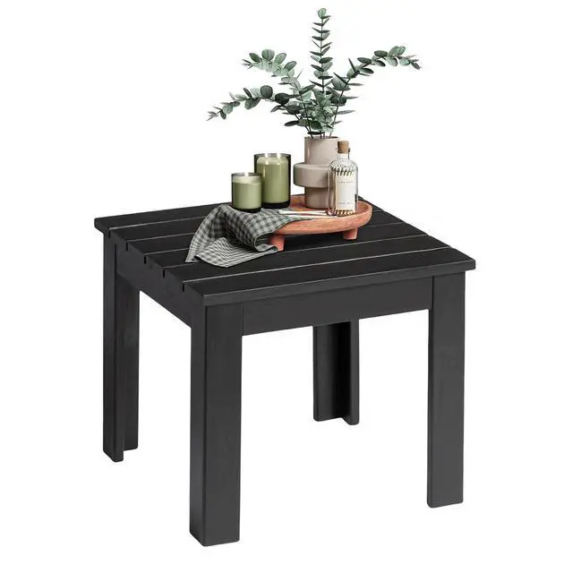 Alt view image 4 of 7 - Outdoor Adirondack Side Table, 18" Square Thick Wooden Coffee Table, Patio Side Table Conversation End Table for Patio Backyard, Garden, Poolside and Balcony (Black)