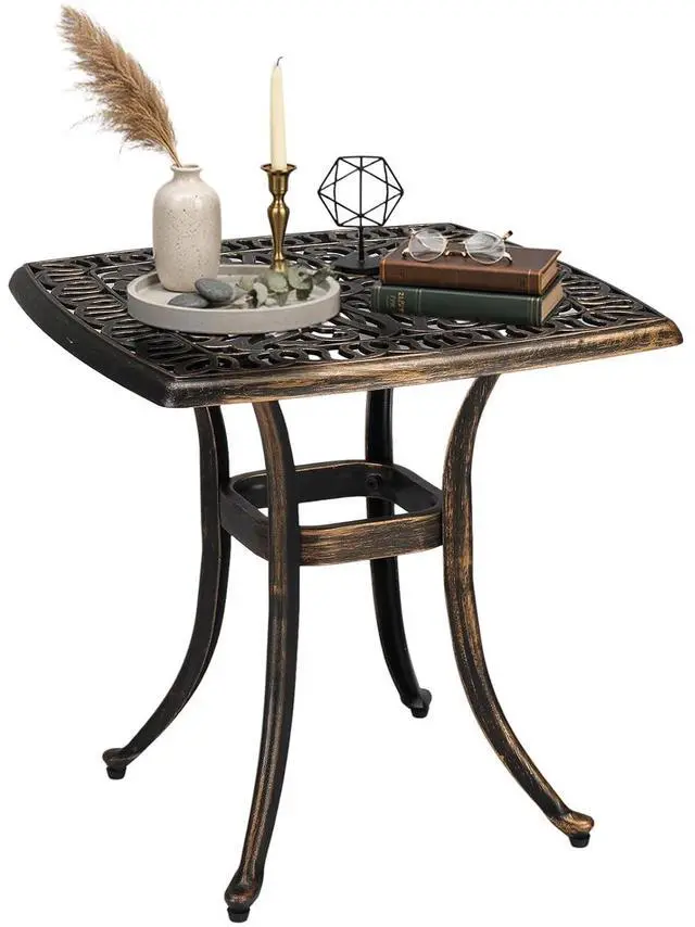 Main image of 21 Outdoor Side Table, Cast Aluminum All-Weather Patio Side Table Small Outdoor Table Bistro Table for Outside, Porch, Balcony, Patio, Bronze