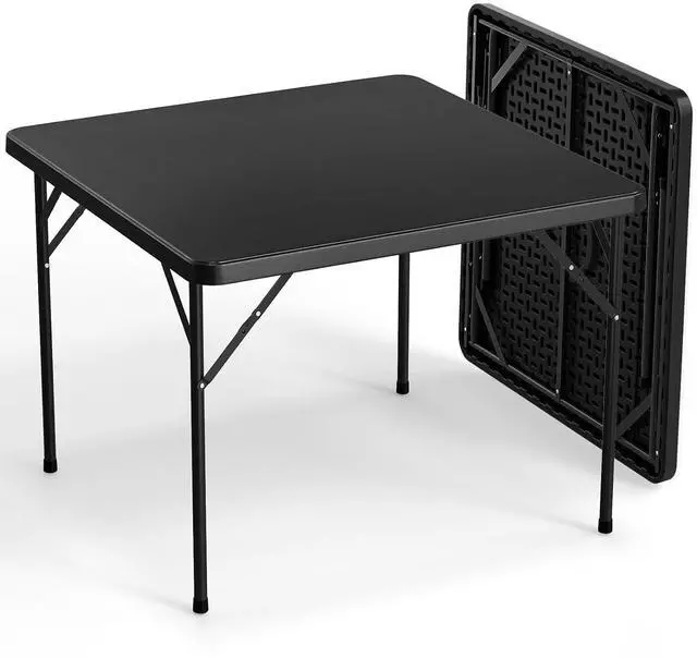 Main image of Black Card Square Table, 38 inch Foldable Legs Full Table Top, Easy to Set up and Store, Folding Portable for Game Puzzles, Gathering, Party, Dining, Indoor, Outdoor, Outside