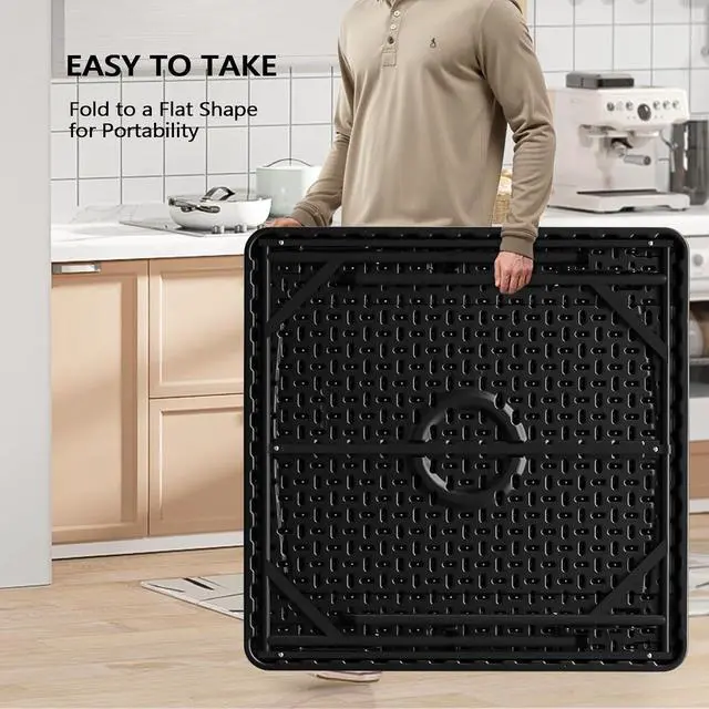 Alt view image 5 of 7 - Black Card Square Table, 38 inch Foldable Legs Full Table Top, Easy to Set up and Store, Folding Portable for Game Puzzles, Gathering, Party, Dining, Indoor, Outdoor, Outside