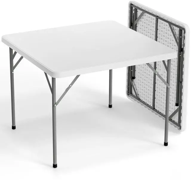 Main image of White Card Square Table, 38 inch Foldable Legs Full Table Top, Easy to Set up and Store, Folding Portable for Game Puzzles, Gathering, Party, Dining, Indoor, Outdoor, Outside