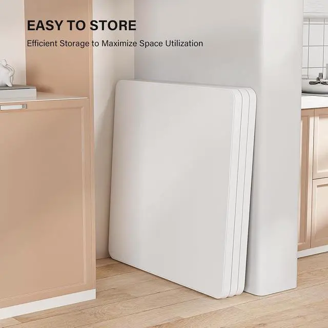 Alt view image 6 of 7 - White Card Square Table, 38 inch Foldable Legs Full Table Top, Easy to Set up and Store, Folding Portable for Game Puzzles, Gathering, Party, Dining, Indoor, Outdoor, Outside