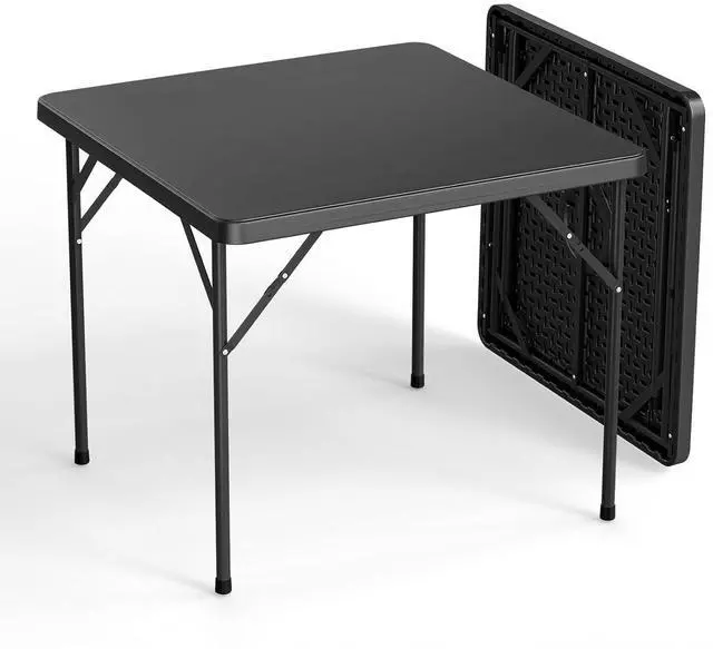 Main image of Black Card Square Table, 34 inch Foldable Legs Full Table Top, Easy to Set up and Store, Folding Portable for Game Puzzles, Gathering, Party, Dining, Indoor, Outdoor, Outside