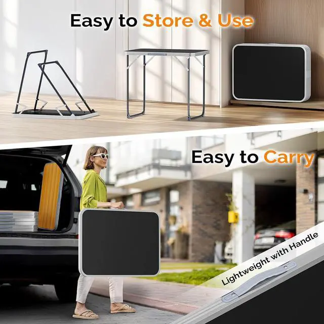 Alt view image 4 of 5 - 2.3FT Small Camping TablePortable Camping Table with Carrying Handle, Picnic Table Foldable Table Essentials for Indoor Outdoor