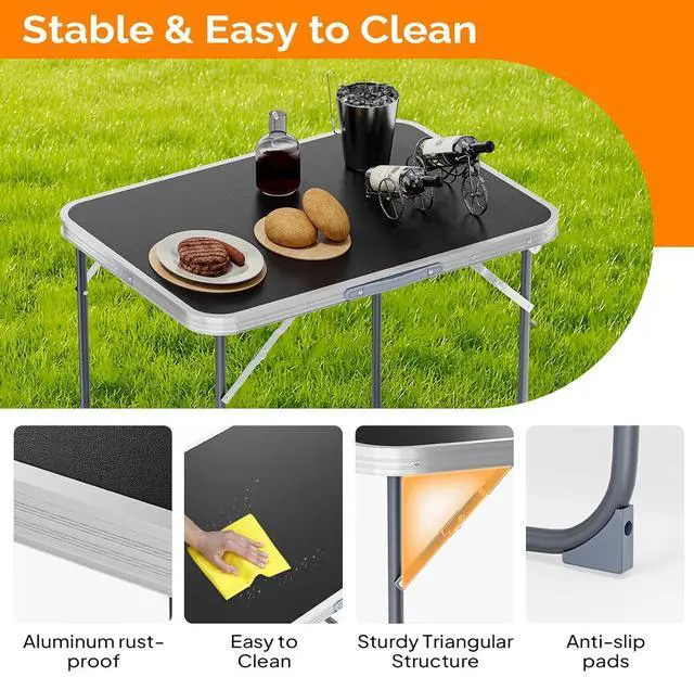 Alt view image 3 of 5 - 2.3FT Small Camping TablePortable Camping Table with Carrying Handle, Picnic Table Foldable Table Essentials for Indoor Outdoor