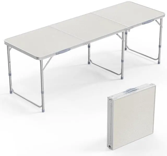 Main image of 6ft Folding Camping Table with Carry Handle,Portable Utility Table Multipurpose for Party Picnic Tailgating Outdoor Patio Garden Indoor Kitchen