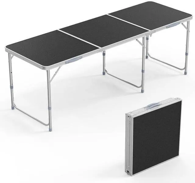 Main image of 6ft Folding Camping Table with Carry Handle,Portable Utility Table Multipurpose for Party Picnic Tailgating Outdoor Patio Garden Indoor Kitchen