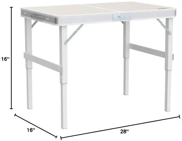 Alt view image 3 of 7 - 3FT Small Camping Folding Table Adjustable Height Aluminum Folding Table for Picnic Party BBQ, Plastic RV Suitcase Table Portable Lightweight Fold Up Utility Outdoor Tables