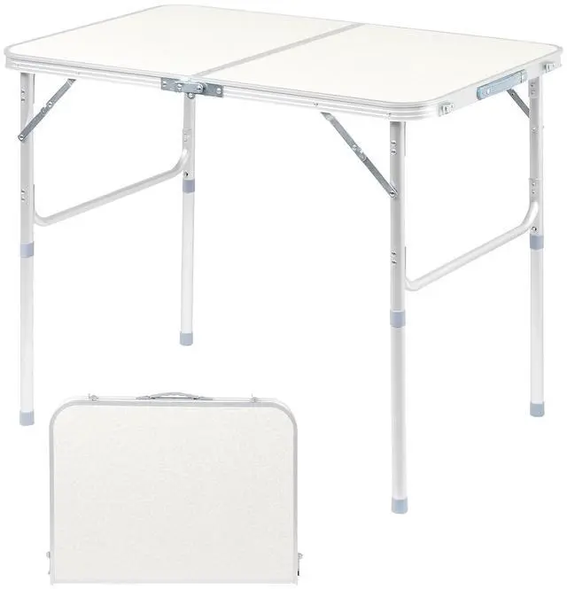 Main image of 3FT Small Camping Folding Table Adjustable Height Aluminum Folding Table for Picnic Party BBQ, Plastic RV Suitcase Table Portable Lightweight Fold Up Utility Outdoor Tables