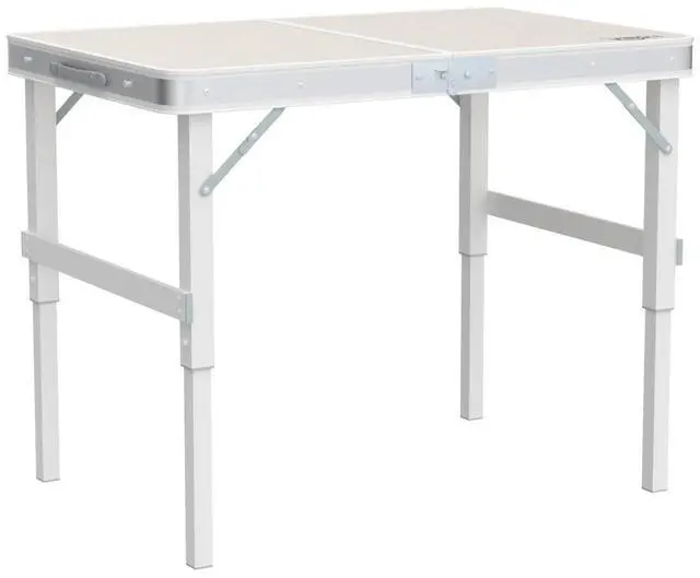 Alt view image 7 of 7 - 3FT Small Camping Folding Table Adjustable Height Aluminum Folding Table for Picnic Party BBQ, Plastic RV Suitcase Table Portable Lightweight Fold Up Utility Outdoor Tables