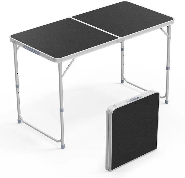 Main image of 4FT White Folding Table with Carrying Handle Height Adjustable Lightweight Fold Up Portable for Indoor Outdoor Picnic,Camping,Hiking,Fishing,BBQ