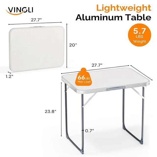 Alt view image 2 of 5 - 2.3FT Small Camping TablePortable Camping Table with Carrying Handle, Picnic Table Foldable Table Essentials for Indoor Outdoor