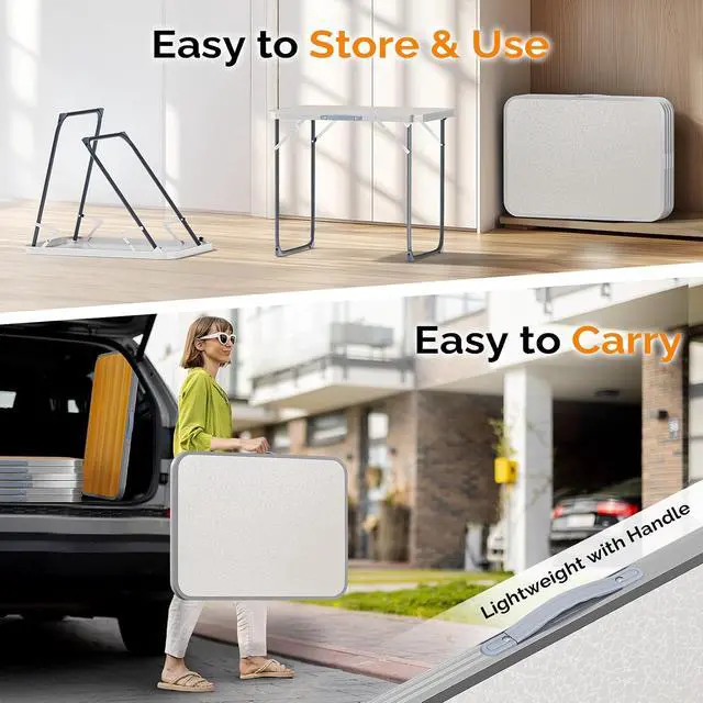 Alt view image 4 of 5 - 2.3FT Small Camping TablePortable Camping Table with Carrying Handle, Picnic Table Foldable Table Essentials for Indoor Outdoor