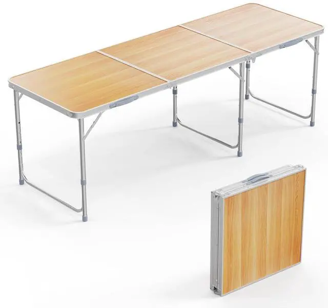 Main image of 6ft Folding Camping Table with Carry Handle,Portable Utility Table Multipurpose for Party Picnic Tailgating Outdoor Patio Garden Indoor Kitchen