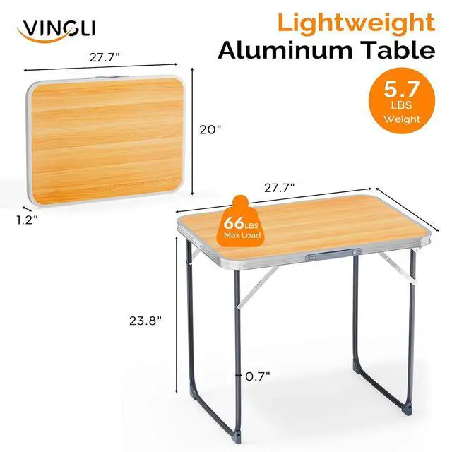 Alt view image 2 of 5 - 2.3FT Small Camping TablePortable Camping Table with Carrying Handle, Picnic Table Foldable Table Essentials for Indoor Outdoor