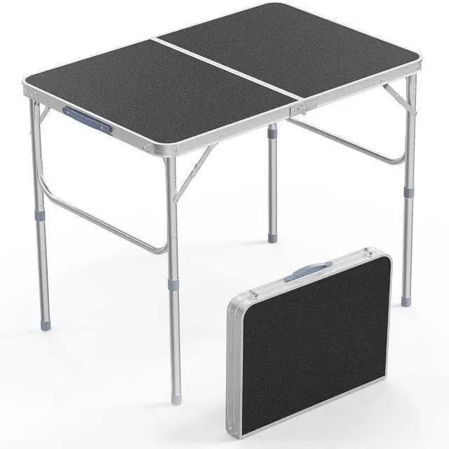 Main image of 3FT Small Camping Table Adjustable Height Aluminum Folding Table for Picnic Party BBQ, Plastic RV Suitcase Table Portable Lightweight Fold Up Utility Outdoor Tables with Carrying Handle