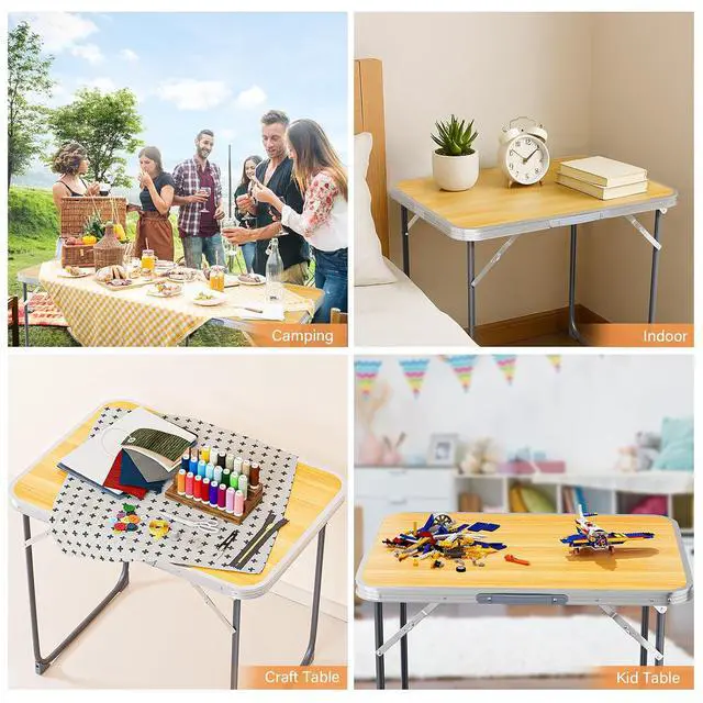 Alt view image 5 of 5 - 2.3FT Small Camping TablePortable Camping Table with Carrying Handle, Picnic Table Foldable Table Essentials for Indoor Outdoor