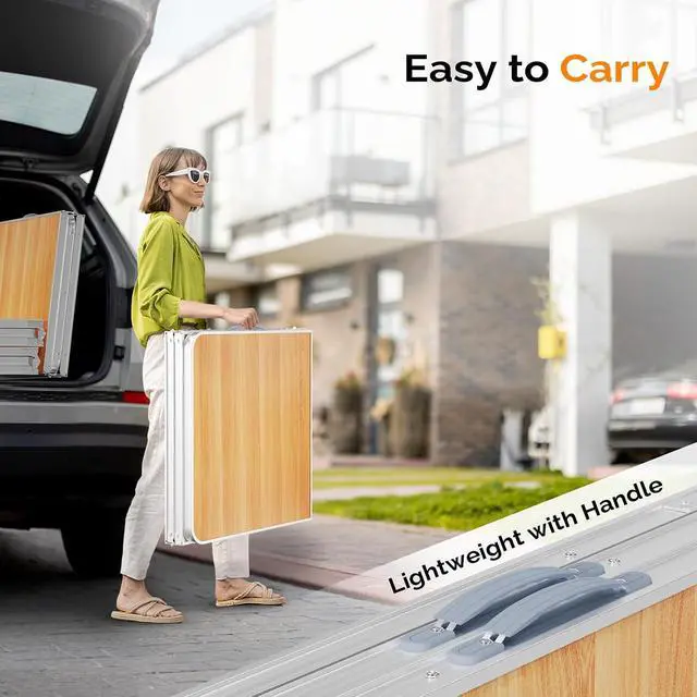 Alt view image 5 of 6 - 6ft Folding Camping Table with Carry Handle,Portable Utility Table Multipurpose for Party Picnic Tailgating Outdoor Patio Garden Indoor Kitchen
