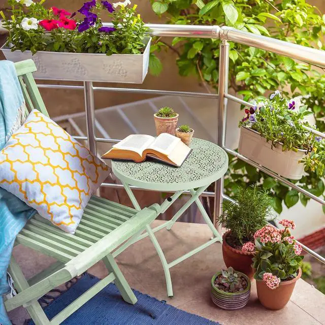 Alt view image 2 of 7 - Outdoor Folding Side Table with Chic Hollow Pattern and Durable, Rust-Resistant Coated Iron Patio Bistro Table Suitable for Indoor & Outdoor Porch, Deck, Balcony and Pool,Green