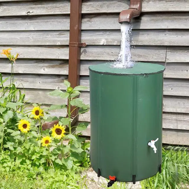 Alt view image 7 of 7 - 132 Gallon Collapsible Rain Barrel, Portable Water Storage Tank, Rainwater Collection System Downspout, Water Catcher Container with Filter Spigot Overflow Kit