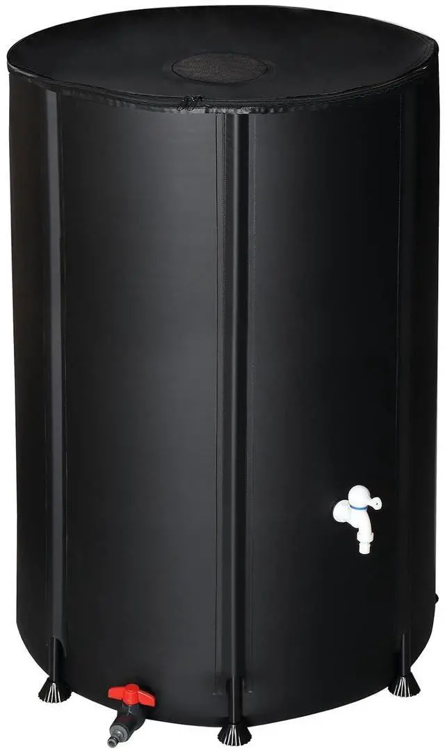 Main image of Upgraded 100 Gallon Collapsible Rain Barrel, Portable Water Storage Collection System, Weather Proof Sturdy Tank Catcher Container with Filter Spigot Overflow Kit Black