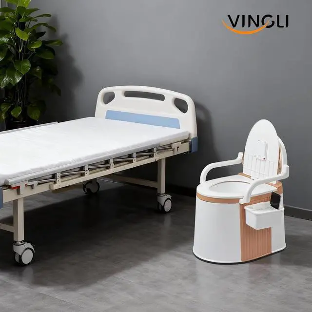 Alt view image 7 of 7 - Portable Toilet | Back & Handrail Design Commode with 5 Gallon Bucket Inner, Camping RV Toilet for Adult, Kids, Home, Boat, Van, Travel, Orange