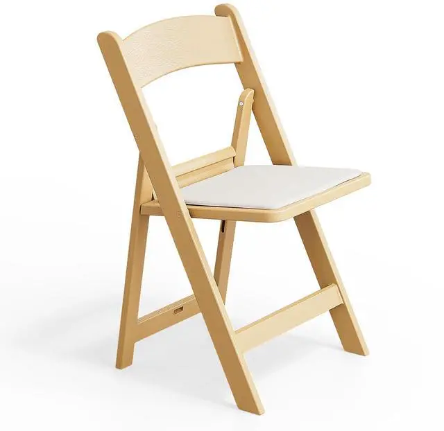 Main image of Resin Folding Chairs with Cushion, Foldable Plastic Chair with Comfortable Padded Seats, Perfect for Event Party Indoor Outdoor, Natural, 1 PC