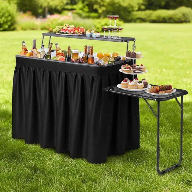 Main image of Ice Table with Extra Storage Shelf,Side Table,Portasble Cooler Side Table with Removable Skirt, Patio Table, Indoor & Outdoor Bar for Events, Parties and Camping