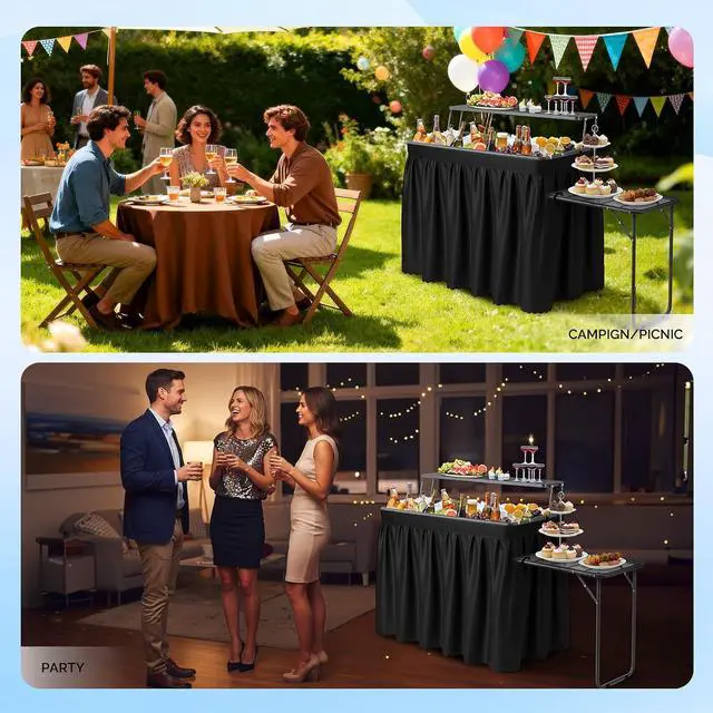 Alt view image 7 of 7 - Ice Table with Extra Storage Shelf,Side Table,Portasble Cooler Side Table with Removable Skirt, Patio Table, Indoor & Outdoor Bar for Events, Parties and Camping