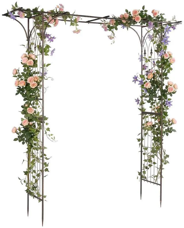 Main image of Garden Arbor, Arch Archway for Wedding Ceremony Party, Steel Garden Trellis for Plant Climbing, Christmas Garden Decorations Pergola for Garden, Backyard, Lawn (Bronze)