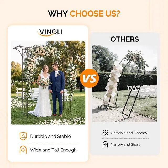 Alt view image 6 of 7 - Garden Arbor, Arch Archway for Wedding Ceremony Party, Steel Garden Trellis for Plant Climbing, Christmas Garden Decorations Pergola for Garden, Backyard, Lawn (Bronze)
