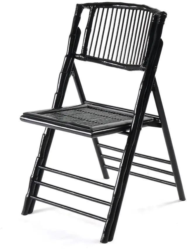 Main image of Bamboo Folding Chair, Foldable Dining Wood Chairs Comfortable Seat for Outdoor & Indoor, Patio, Porch, Wedding, Party, Event,Black (1 Pack)