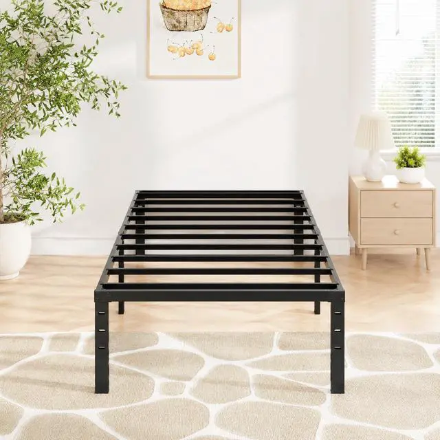 Main image of 14 Inch Twin Bed Frame, Heavy Duty Metal Platform, No Box Spring Needed, Sturdy Steel Slat Support, Easy Assembly, Noise-Free, 12.4 Inch Underbed Storage,Black