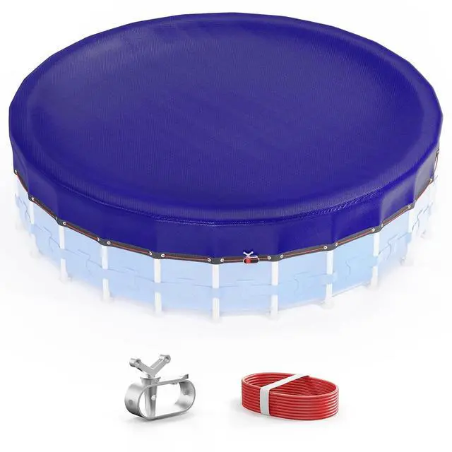 Main image of Fit 18ft Round Professional Pool Cover for Above Ground Pools(22FT) | 4 oz/yd² Extra Thick Material / 14×14 Scrim Solid PE / Wind-Resistant / Tear-Resistant Against Winter Wear / 4 Ft Overlap