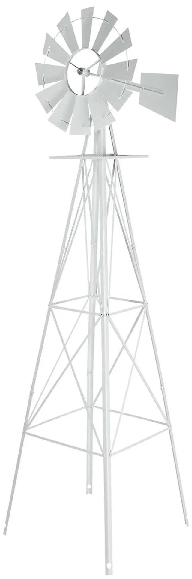 Main image of 8FT Ornamental Windmill Backyard Garden Decoration Weather Vane, Heavy Duty Metal Wind Mill w/ 4 Legs Design (White)