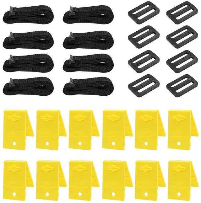 Main image of Solar Cover Reel Set Pool Reel Embedded Straps with Clips | Pool Cover Reel Attachment Kit,Including 8 Adhesive Nylon Straps, 12 Cord Plates,8 Buckles for In-ground Swimming Pool